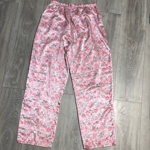 Floral Pink Women's Soong Yee Pajama Pants cute poodles print wide leg comfy/Lg